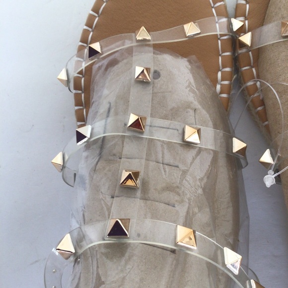 BAMBOO CLEAR STRAP GLADIATOR ROCKSTUD ROPE SANDALS SIZE 8.5 NWT - Picture 6 of 14